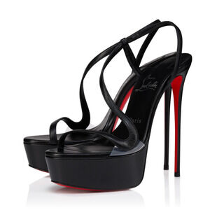 Christian Louboutin Rosalie Alta 150 Black Strap Platform Sandal Heel Pump 41